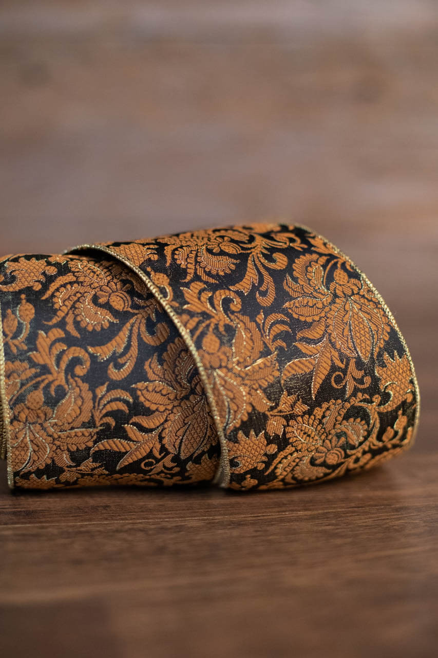 4 x 10 Yard Rust & Black Classic Jacquard Ribbon